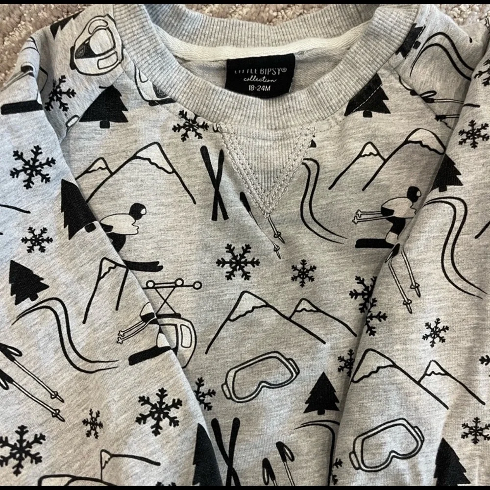 Little Bipsy Gray Ski Print Kids Matching Set
